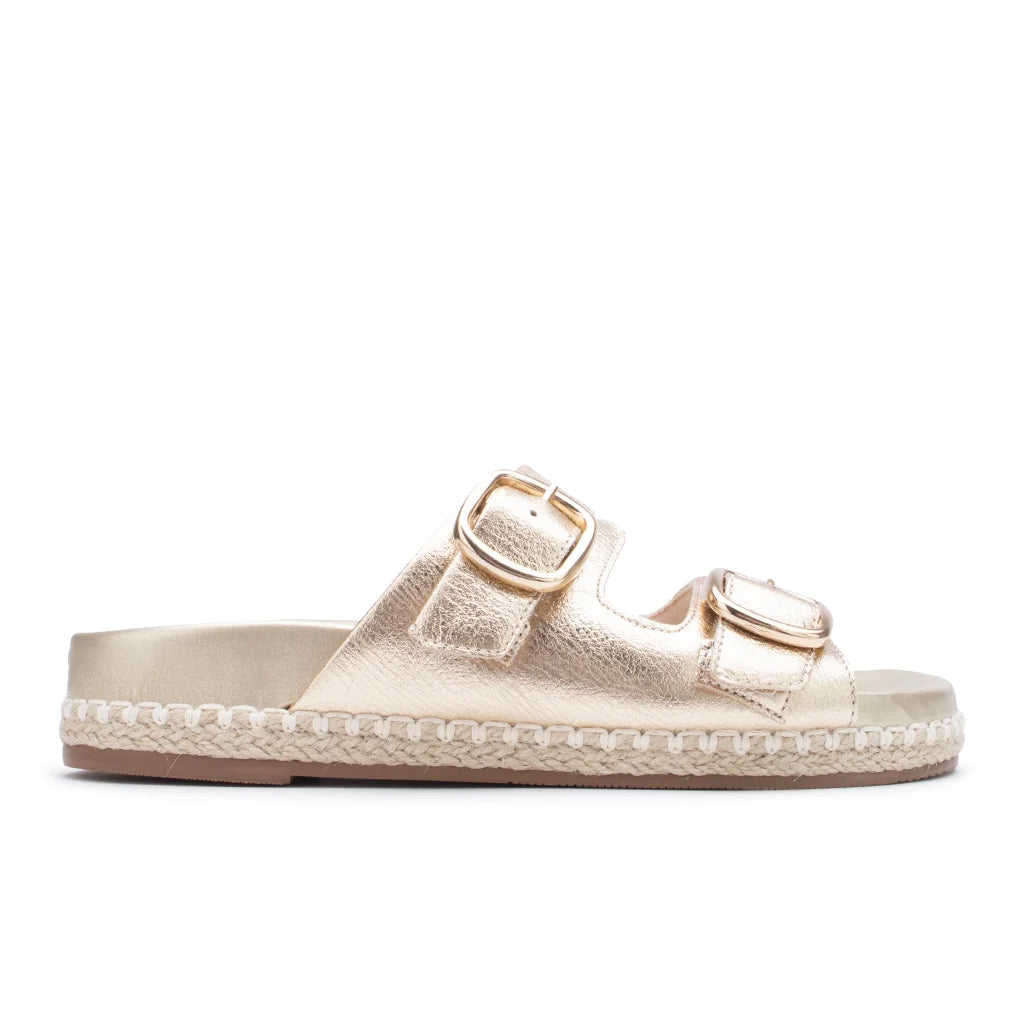 Papete Lia Line Dourado Flatform com Fivelas