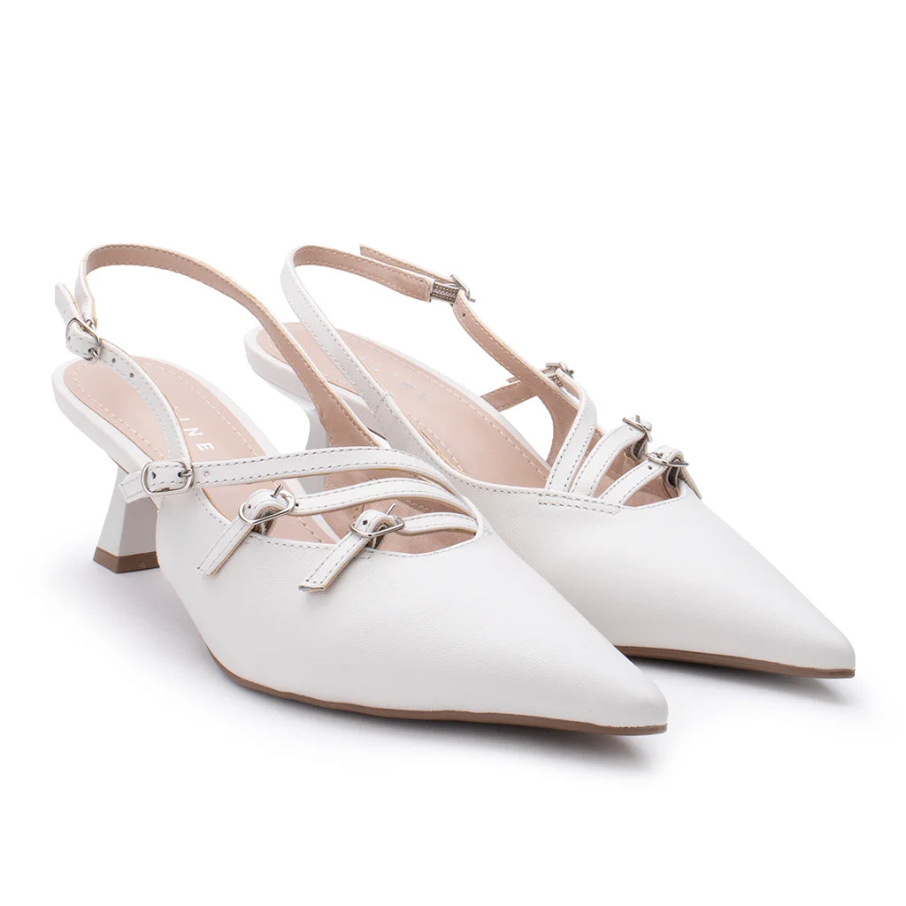 Scarpin Slingback Lia Line Chanel Off White
