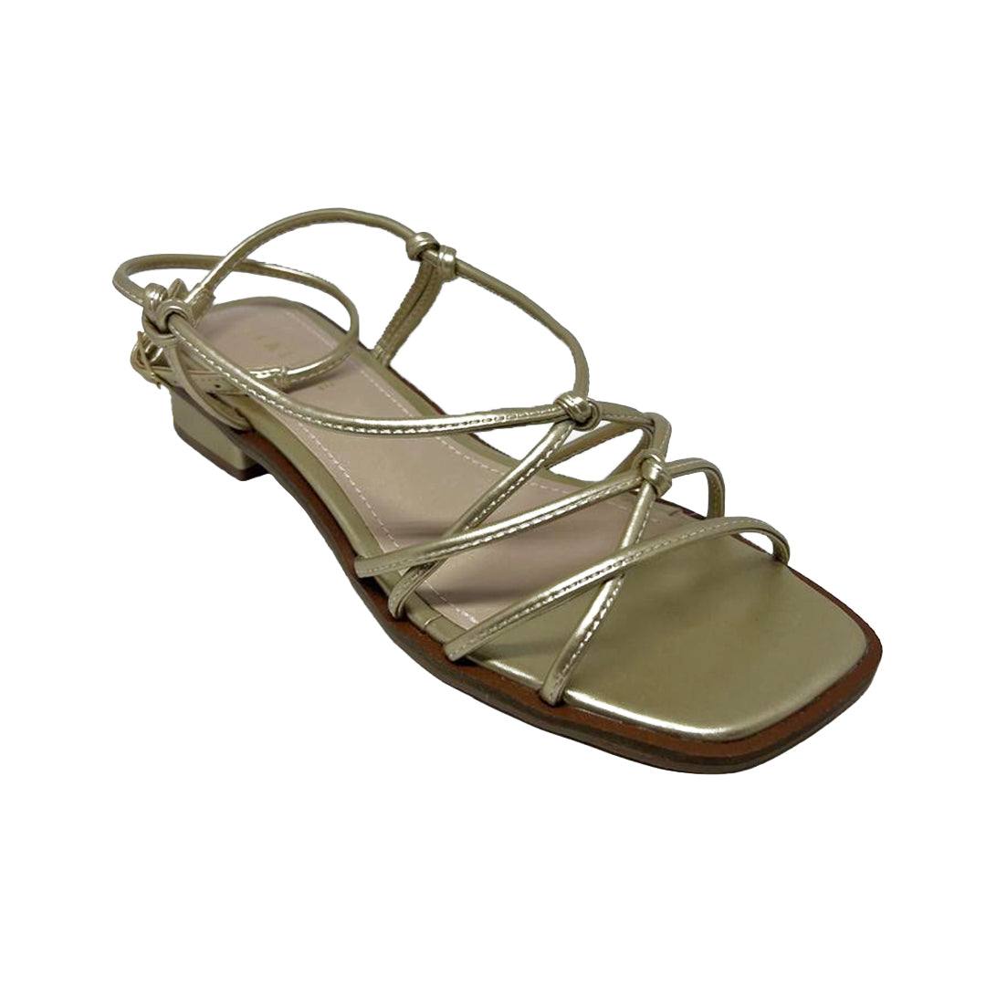Rasteira Lia Line Dourado com Salto Baixo