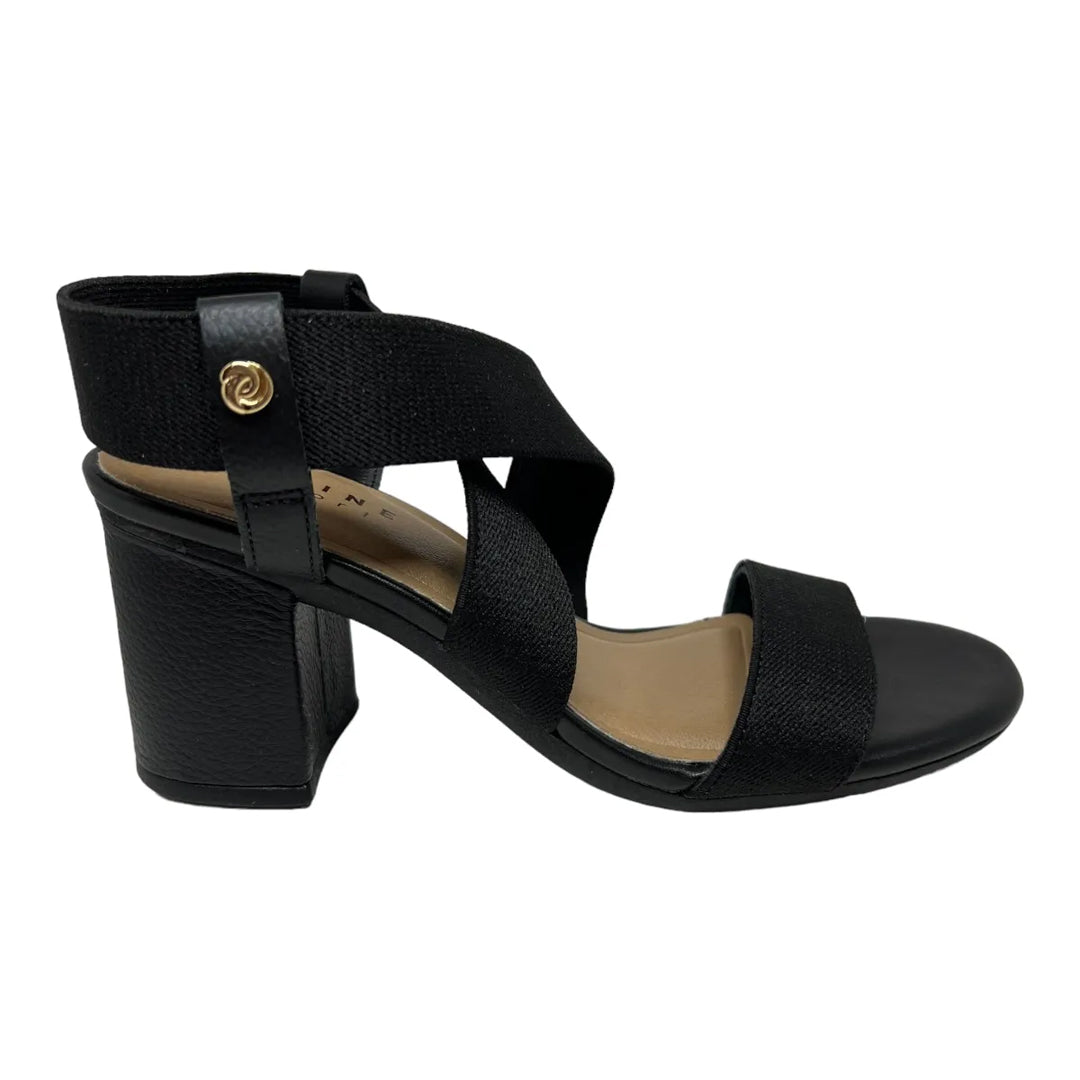 Sandália Lia Line Confort Preto com Tiras e Salto Quadrado