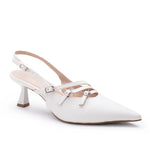 Scarpin Couro Slingback Off White