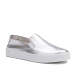 Slip-On Lia Line Prata em Couro Metalizado