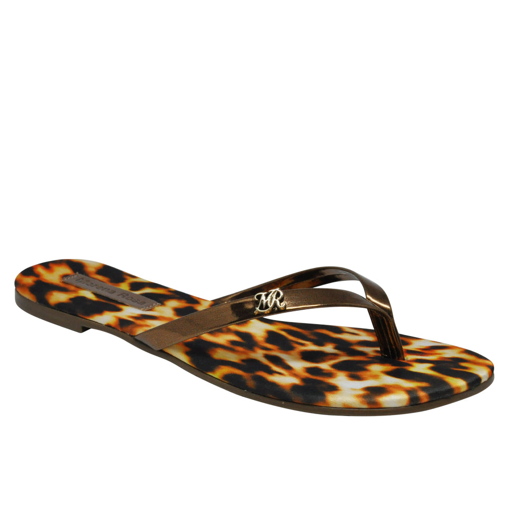 Chinelo Morena Rosa - Solado Tigrado e Tiras Bronze