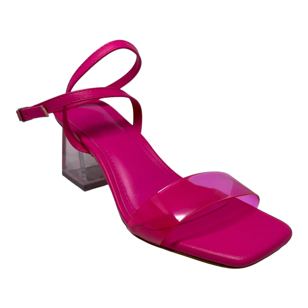 Sandália Genny Pink Salto Médio Bloco Lia Line