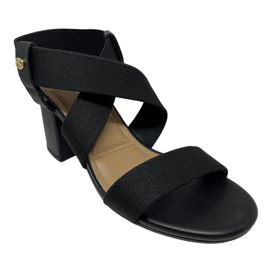 Sandália Lia Line Confort Preto com Tiras e Salto Quadrado