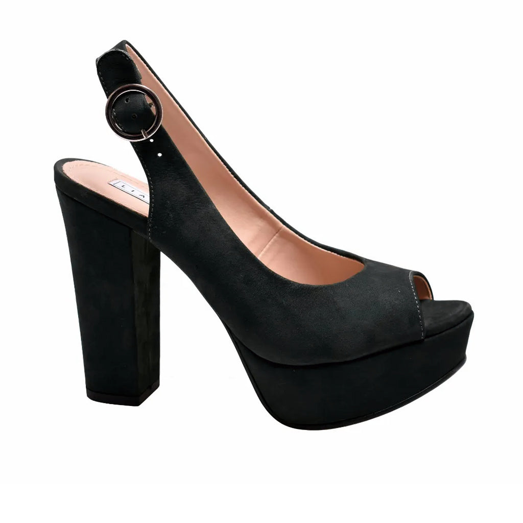 Sandália Salto Alto Camurça Preto Lia Line - Elegância a Cada Passo