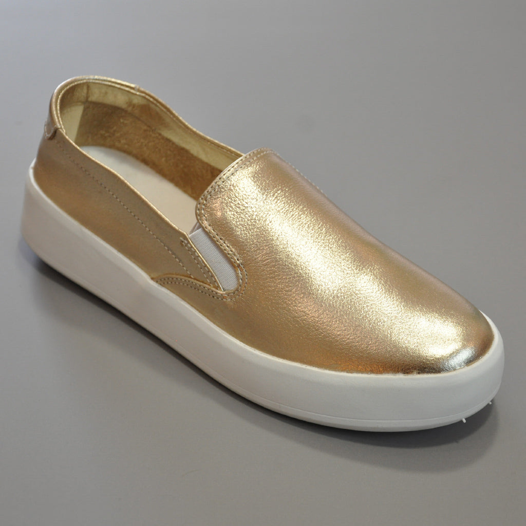 Tênis Slip-On Lia Line Couro Feminino Padrão Metalizado